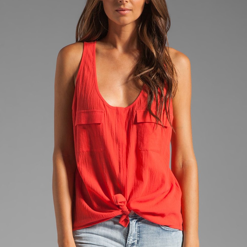 JOIE 'Balsa' Cherry Crepe Cotton Pocket Tank Top